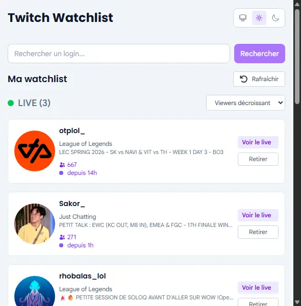 Twitch Watchlist